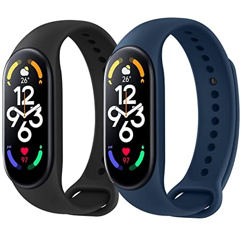 Vancle コンパチブル Xiaomi Mi Band 7 バンド 替えベルト 柔らかいシリコン 交換ベルト 対応 Xiaomi Mi band 7 スマートバンド (ブラック+紺)