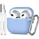 MHYALUDO AirPods 第 3 世代ケースカバー 2021、軍用グレードの落下防止ソフトシリコン衝撃吸収保護保護 AirPods 3 ケーススキン、キーチェーンとクリーニングキット付き、フロント LED 可視、