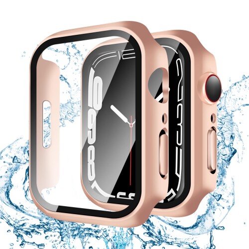 YUGYUG 対応 Apple Watch ケース Series 9/8/7 Apple Watch カバー PC素材 IP68 防水 アップルウォッチ ケース ガラスフィルム 一体型 日本旭硝子材 二重構造 アップルウォッチ カバー 全面保護 強化ガ