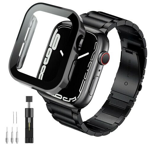 ANYOI 対応 Apple Watch バンド ステンレス製 Series SE3/SE2/SE/6/5/4 アップルウォッチ バンド 防水 ケース付き 3D直角エッジデザイン 交換ベルト あっふウォッチバンド 長さ調節器がついています