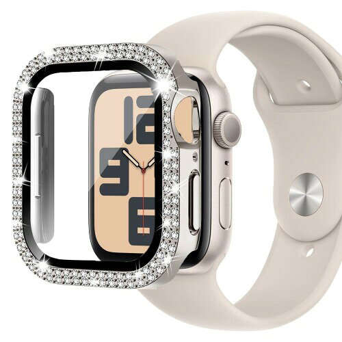 AIYYXX アップルウォッチ カバー Series 11/10/9/8/7/SE3/SE2/SE/6/5/4 対応 アップルウォッチ 本体 ダブルダイヤモンド ガラスフィルム付 超薄型 PC+ガラス素材 高透過率 耐衝撃 キズ防止 高感度 全