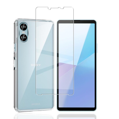 対応 Xperia 10 VI SOG14 SO-52E 用の ケース + ガラスフィルム Xperia 10 VI SOG14 SO-52E カバー柔軟 TPU 全透明 軽量 衝撃吸収 傷つけ防止 携帯便利 滑り止め 散熱加工 黄変しにくい 硬度9H 高透過率 飛