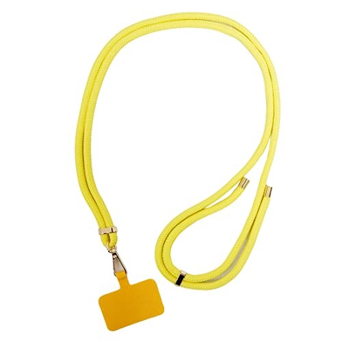 (キーズ) スマホショルダーストラップ 〔イエロー/サイズ ロープ長さ:170cm(調節可能)/太さ:直径6mm/プレート縦5.5cm×横5.8cm〕 アクセサ...