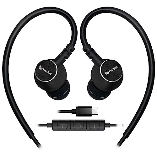 マイク付きイヤホン 重低音 耳掛けイヤホン 有線 20g軽量 耳が痛くならないusb-c イヤホンジャック 音量調節 遅延なし ゲーミングマイク 58dBノイズキャンセリング リ、モコン付き、クリ
