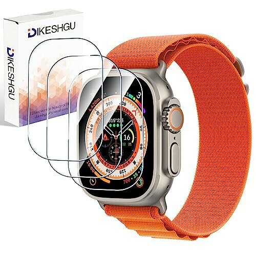 Dikeshgu for Apple Watch Ultra 3/Ultra 2/Ultra ガラスフィルム 49mm 対応 9H硬度 Apple Watch Ultra 3/Ultra 2/Ultra 保護 アップルウォッチ ウルトラ用 ガラスフィルム 飛散防止 傷防止 タッチ感最高（49mm,クリ