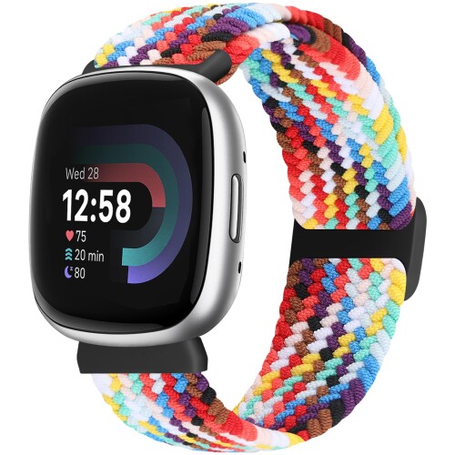 楽天まばし商店BTTNG 伸縮性のある編組バンド Fitbit Versa 3/Versa 4/Sense 2/Sense 女性男性、調整可能なストレッチ ナイロン ブレスレット ソロ ループ スポーツ リストバンド Versa 3/Versa 4/Sense 2/Sense 用に対応