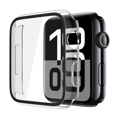 For Apple Watch用 ケース Apple Watch Series 10 42mm 46mm対応 一体型 超薄型 PC+ガラス素材 アップルウォッチ 保護用カバー 硬度9H 強化ガラス 指紋防止 装着簡単 高透過率 耐衝撃 全面保護 Watch Series