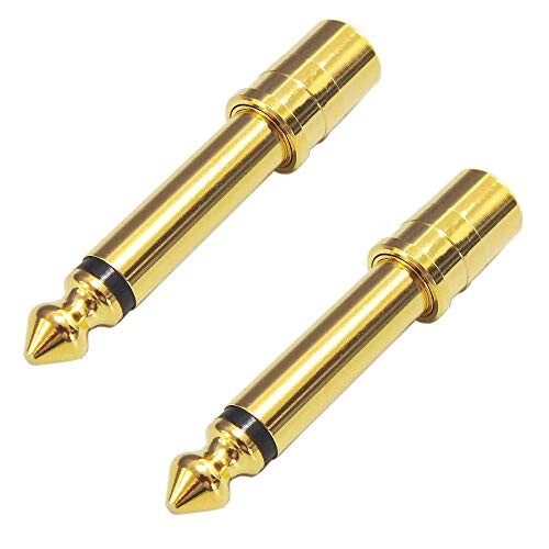 6.3mm モノラル標準プラグ (オス) - RCAジャック (メス) 変換プラグ 2個セット PLG-N6205GD-2P