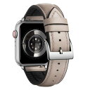 コンパチブルApple Watchバンド レザー 通気性 内側にシリカゲル 38mm 40mm 41mm エレガント互?アップルウォッチの 革バンド 男女共用 対応iWatch(ベージュ/シルバーバックル)