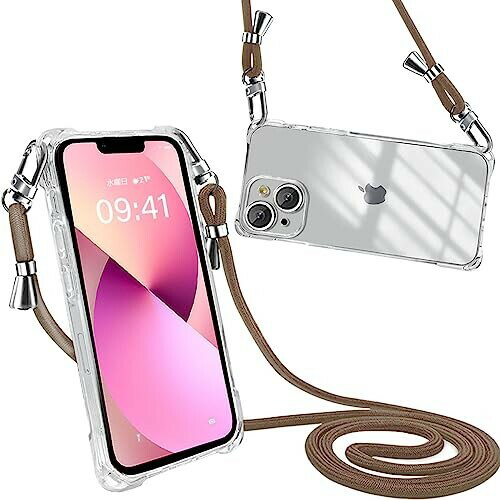 Peipeizi iPhone 14 ケース ショルダー クリア 肩掛け 首掛け アイフォン14 スマホケース ワイヤレス充電対応 カバー 耐衝撃 透明 軽量 全面保護 人気 韓国 柔軟 高質感(ブラウン) Peipeizi iPhone 14 ケース ショルダー クリア 肩掛け 首掛け アイフォン14 スマホケース ワイヤレス充電対応 カバー 耐衝撃 透明 軽量 全面保護 人気 韓国 柔軟 高質感(ブラウン)