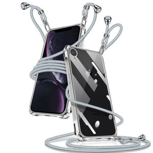 iPhoneXR ケース クリア ショルダー iPhoneXR スマホケース アイフォンXR カバー 肩掛け 斜めかけ 縄掛けケース 透明 薄型 軽量 TPU 携帯ケース 紐付き 斜めがけ 織りストラップ付き 長さ調整可