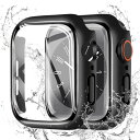 CAERMA for Apple Watch ケース Series 10/9/8/7/SE2/SE/6/5/4 40mm 超薄型 for アップルウォッチ カバー 防水 PC素材 硬度9H強化ガラス 高透過率 指紋防止 耐衝撃 全面保護 for Apple Watch カバー ブラック(2)