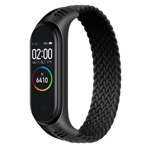 楽天まばし商店（Leishouer） コンパチブル Xiaomi Mi Band 7 6 5 Mi Band 4 3 バンド ナイロン編組ブレスレット弾性 リストバンドスポーツ 交換用 ブレスレットMi Band対応, 黒 XS