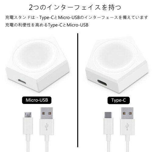 適用 Galaxy Watch 7充電器 Galaxy watch7 Galaxy watch6 classic/Galaxy Watch 5/Galaxy Watch 5 pro/Galaxy Watch 4/Watch 4 classic/Watch 3/Watch Active 2/Watch Active 1コンバーター、Type-c＆マイクロ2インターフェイスのポータ