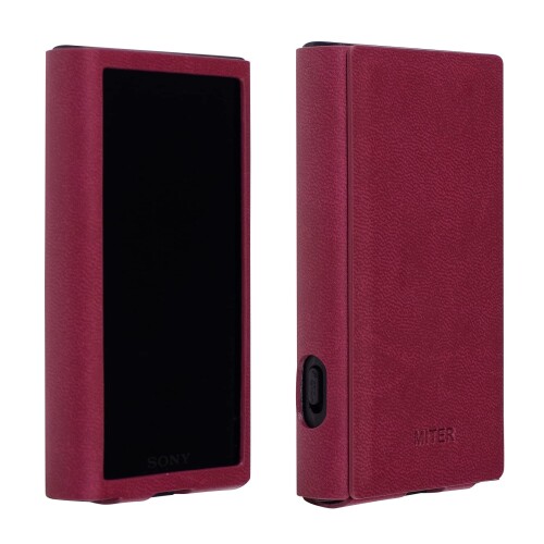 MITER ケース ソニー ウォークマン Sony Walkman NW-A307 A306 A303 A300 用 手作りのイタリア製 PU レザー カバー Case Cover for A306 (Wine)