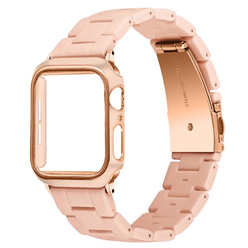 (Briever) コンパチブル Apple Watch バンド 樹脂ベルト 保護ケース付き コンパチブル iwatch 41mm 40mm 38mm 45mm 44mm 42mm 軽量 防水 一体型 アップルウォッチ用バンド シリーズ10/9/8/7/6/SE/5/4/3/2/1対応