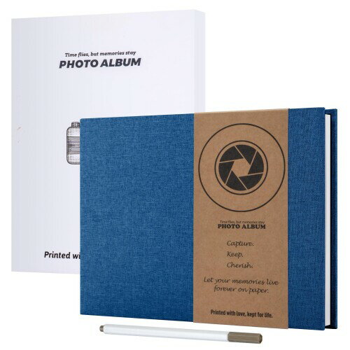 AIOR アルバム 貼るタイプ 大容量 30*22CM 粘着式 台紙 20枚40ページ 大さなリネン 写真アルバム 手作りDIYミニサイズ/L/KG/2L 写真...