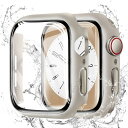 CAERMA for Apple Watch ケース Series 10/9/8/7/SE2/SE/6/5/4 44mm 超薄型 for アップルウォッチ カバー 防水 PC素材 硬度9H強化ガラス 高透過率 指紋防止 耐衝撃 全面保護 for Apple Watch カバー スターライト(2)