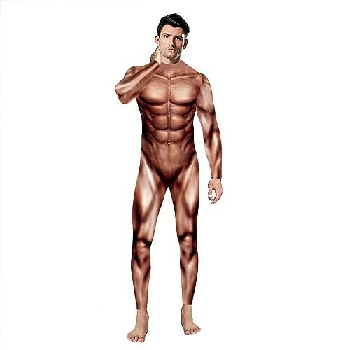 (Anewslan) 巨人筋肉コスプレ3D印刷スーツ：ハロウィン用全身タイツコスチューム