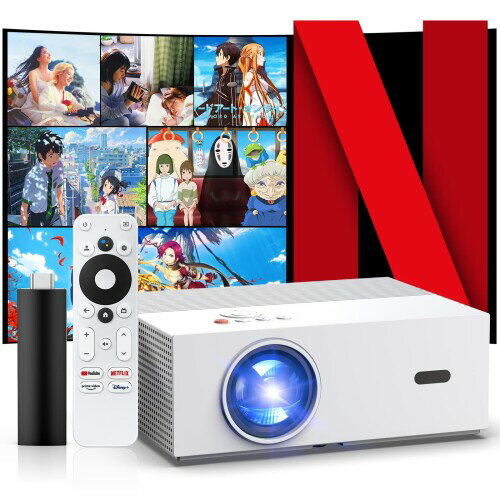 JOWLURK プロジェクター 家庭用 WiFi6 Bluetooth5.4 300インチ大画面 高輝度スピーカー スマホ/PC/ゲーム機接続可 プレゼント