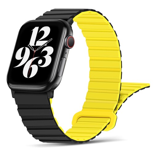 シリコン磁気アップルウォッチ バンド コンパチブル Apple Watch バンド 49mm 45mm 44mm 42mm 41mm 40mm 38mm Ultra2 Ultra シリーズ9 8 7 6 5 4 3 2 1 SE 、薄型シリコン磁気ループ交換用バンド(両面ウェアラ