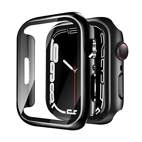 YUGYUG for Apple Watch Series 9/8/7 41mm ケース アップルウォッチ9/8/7 41mm ケース PC素材 光沢式 アップルウォッチ カバー ガラスフィルム 一体型 日本旭硝子材 二重構造 Apple Watch カバー 全面保護