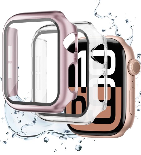 For Apple Watch ケース Series 11/10/9/8/SE3/SE2/SE/7/6/5/4 42mm 46mm 40mm 44mm 41mm 45mm 強化ガラススクリーンプロテクター内蔵、ガラス素材 高透過率 アップルウォッチ用シリーズ 11 10 9 8 7 6 5 4 (対応がな