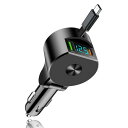 YUGYUG シガーソケット usb 急速充電 QC3.0/PD30W/70CMの引き込み式ケーブル シガーソケット電圧計 LEDデジタルディスプレー搭載 車 usb 車載充電器 usbポート 対応 12V~24V車 シガー usb(ブラック)