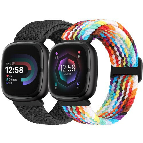 (Acortjl) 弾性編組ソロループバンド Fitbit Versa 4/Fitbit Sense 2/Fitbit Versa 3/Fitbit Sense に..