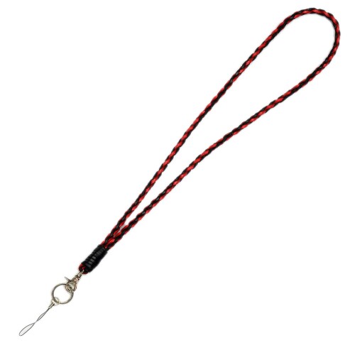 (ブルーヴォーグ) Handmade サドルレザー 編込み レザー ネックストラップ Wリング付き ID ストラップ ロングストラップ 首掛け 携帯 カメラ カ...