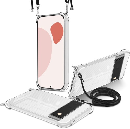 Google Pixel 6 ケース クリア ネックストラップ 首かけ 斜めがけ スマホ ショルダーストラップ スマホ 携帯ストラップ 肩掛け ピクセル6 縄掛け カバー 長さ調整可能 耐衝撃 薄型軽量 Qi急速
