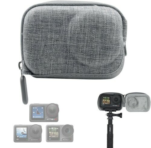 LINGHUANG OSMO Action 5 Pro 4 3 ケース DJIアクションOSMO Action 5 PRO/4/OSMO Action 3収納ケース ミニバッグ 半分ファスナー開き クイックリリースマウントを外せず 保管時充電可能 DJI OSMO Action 5 Pro 4 3