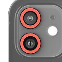 保護ガラス入り 夜光カラー レンズリング 3個セット 蓄光 デコスマホ カメラ レンズ 保護 (iPhone 12 12mini 12Pro, 11 11Pro 11ProMax - 夜光レッド)