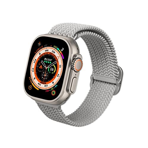 Apple Watch Ultra 3 / Ultra 2 / Ultra (49mm) + Series 11 / 10 (46mm) + Series 9 / 8 / 7 (45mm) + Series 6 / 5 / 4 / SE 3 / SE 2 / SE (44mm) + Series 3 / 2 / 1 (42mm) 用 ブレイデッドバンド - グレー