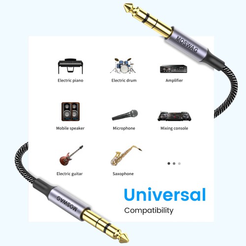 MOSWAG 6.35mmTRSオーディオケーブル、1/4”TRSバランス相互接続ケーブルナイロン編...