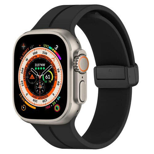 楽天まばし商店磁気バックルデザインウォッチバンドコンパチブル Apple Watch バンド 38mm 40mm 41mm、防水スポーツ調整可能で快適なソフトシリコンブレスレット iWatch シリーズ 8 7 6 5 4 3 2 1 SE 用 黒