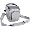 FOSOTO 一眼レフ カメラバッグ 肩掛け ミラーレスカメラ カメラケース アウトドア (Gray)
