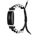 Bands Compatible with Fitbit Inspire 2/ Inspire HR/Inspire/Ace 2 Pearl Rope Adjustable Bracelet Braided Nylon Friendship Strap Accessories Bands Men Women Gift Girls (Inspire/HR/ACE2, Black)