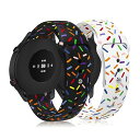 (RicYeel) 22mm シリコンバンド for Xiaomi Mi Watch バンド (2個セット) 交換用ストラップ スポーツバンド 交換ベルト 柔軟性 Xiaomi Mi Watch 用 バンド (ブラックレインボー+ホワイトレインボー)