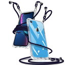 iPhone XR ケース クリア ショルダー iPhoneXR カバー アイフォンXR スマホケース 肩掛け 斜めかけ 縄掛けケース 透明 薄型 軽量 TPU 携帯ケース 紐付き 斜めがけ 織りストラップ付き 長さ調整