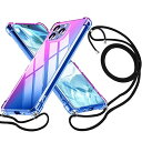 iPhone13 Pro ケース クリア ショルダーストラップ TPU 透明 カバー 耐衝撃 軽量 薄型 スマホショルダースマホショルダー 肩掛け 紐付き 斜めがけ アイフォン13 PRO ケース 紫-ブルー 08007-13P-02