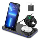 Yomodonia 3in1 CX[d qi X}z}[d iphone apple watch airpods [dX^h ő15Wo u[d iPhone 14/13/12/Pro/Pro Max / Galaxy / Apple Watch 7/6/SE/5/4/3 / Airpods 2/3/ProȂǑΉ QC3.0