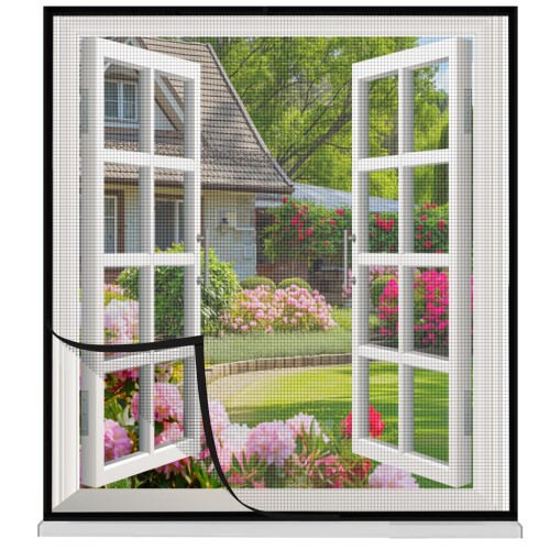 Shackcom 簡易網戸キット 網戸張り替えセット (2セットです，幅110×長さ120cm) 防虫ネット 虫よけネット 換気 自由にカット可能 簡単取り付け アルミ製・鉄製・木製などの窓枠に対応可能 日