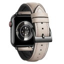 コンパチブルApple Watchバンド レザー 通気性 内側にシリカゲル 42mm/44mm/45mm/49mm エレガント互?アップルウォッチの 革バンド 男女共用 対応iWatch(ベージュ/ブラックバックル)