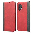 Havaya Galaxy A32 5G ケース Galaxy A32 ケース ギャラクシーa32 スマホケース scg08 ドコモ 手帳型 au 耐衝撃 カバー docomo Samsung マグネット式 カード収納 SoftBank レザー-レッド+ブラック