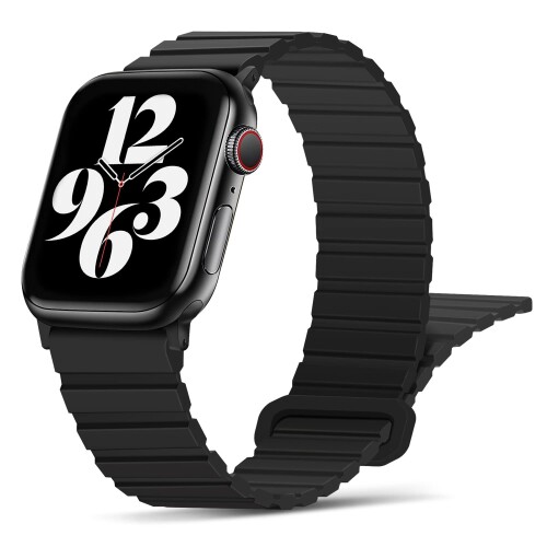 シリコン磁気アップルウォッチ バンド コンパチブル Apple Watch バンド 49mm 45mm 44mm 42mm 41mm 40mm 38mm Ultra2 Ultra シリーズ9 8 7 6 5 4 3 2 1 SE 、薄型シリコン磁気ループ交換用バンド(両面ウェアラ