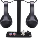 Neetto デュアルヘッドフォンスタンド HS908(デスク用)、アルミ合金&メタル製、ゲーミングヘッドセットハンガー、Sennheiser・Sony・Aud...