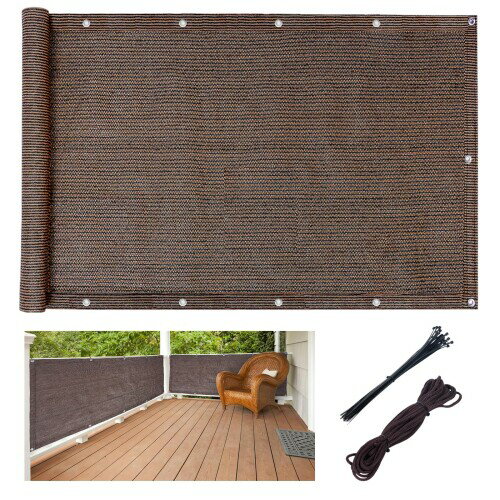 DANOFY ベランダ 目隠し シェード 500x80cm - 高密度ポリエチレン 風通し良い uvカット プライバシー保護 バルコニーシェード マンション フェンス 家 庭 モカ色