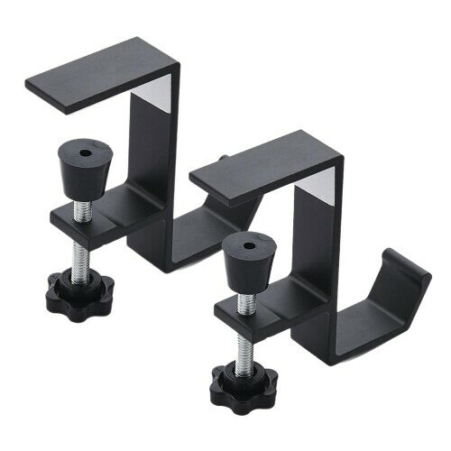 YANYULI ランドセルフック 2個セット ネジ式 クランプ ン掛け 装着簡単 調節可能 耐荷重10KG フックずり落ち防止 キッチン デスク 洗面所 机 鞄掛け 荷物かけ ヘッドホンスタンド (ブラック-