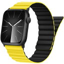シリコン磁気アップルウォッチ バンド コンパチブル Apple Watch バンド 42mm (シリーズ 10) 41mm 40mm 38mm シリーズ 10 9 8 7 6 5 4 3 2 1 SE 、強力な磁気閉鎖を備えた調整可能なバンド iWatch用 (黄黒)(2)